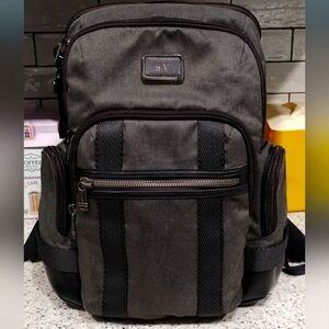 Tumi Alpha Bravo Nathan Backpack Canvas and Leather Grey and Black